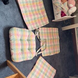 Pastel Plaid Chair Cushions